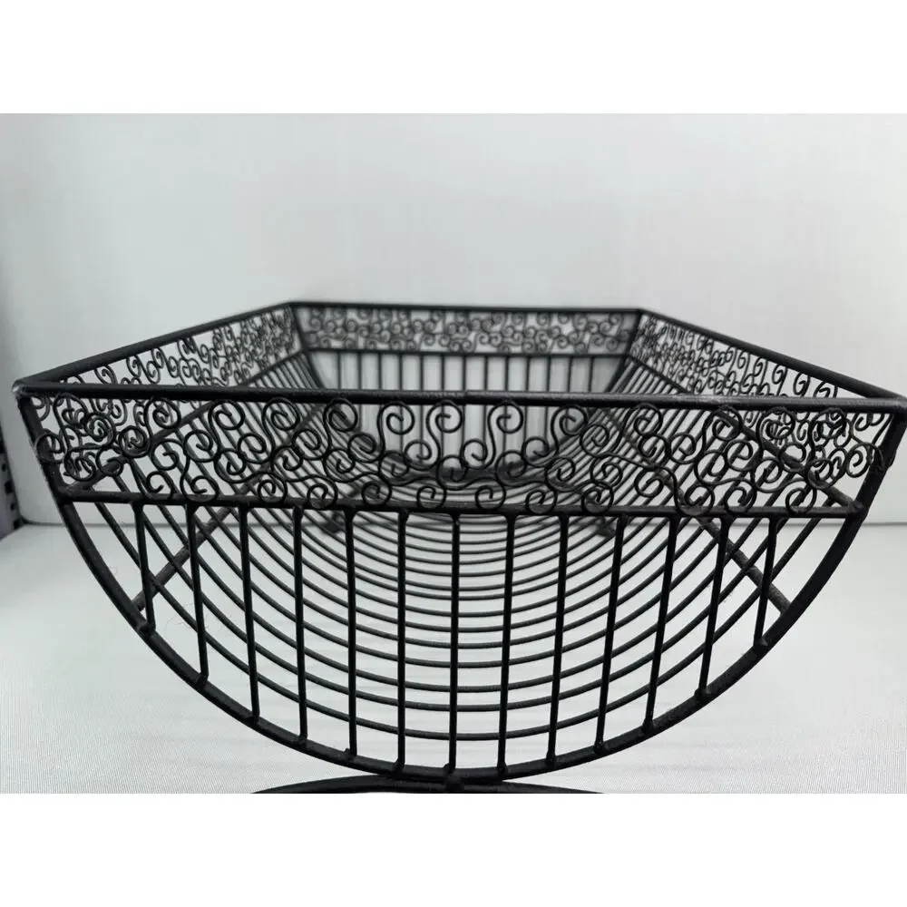 VTG Black Wrought Iron Dish Drying Rack French Country Farmhouse Counter Basket